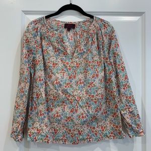 J. Crew Liberty floral smocked blouse made with tana lawn fabric